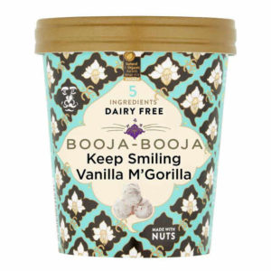 Vegan Keep Smiling Vanilla M'Gorilla. Smooth and fragrantly innocent dairy free vanilla ice cream made with cashew nuts.