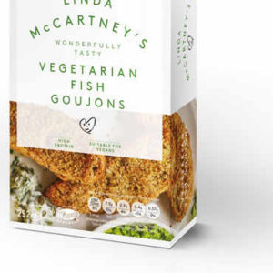 Vegetarian formed - fish style goujons made from rehydrated textured soya and wheat protein; in a crispy lemon & parsley breadcrumb coating. Vegetarian Fish Goujons