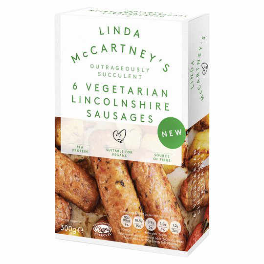 Vegetarian sausages made with rehydrated textured pea protein, onion and sage.